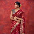 Origami Patterned Viscose Kora Georgette Saree | YNG1135